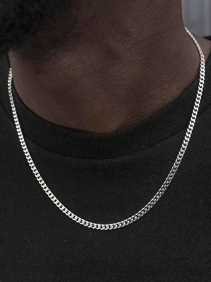 2pcs Hip Hop Stainless Steel Chain Set - Punk Fashion Necklace & Bracelet Combo for Men, Hip Hop Jewelry