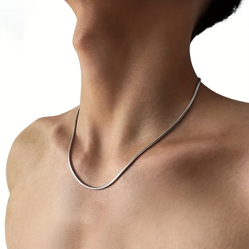 1pc Men's Minimalist Silver Chain Necklace, Hip Hop Punk Style Fashion Jewelry Gift for Father's Day