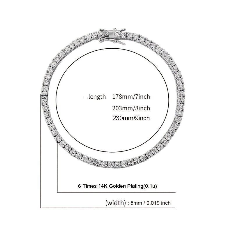 ICEDCHICS Men's 5mm Tennis Bracelet - Fashionable Copper with Synthetic Zirconia, 14K Gold Plated for Durability & Shine, ICED CHICS
