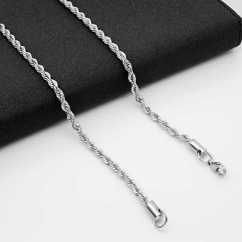 Stylish Men's Stainless Steel Cuban Link Chain Necklace - Perfect Birthday Gift for Dad, Son, Grandson