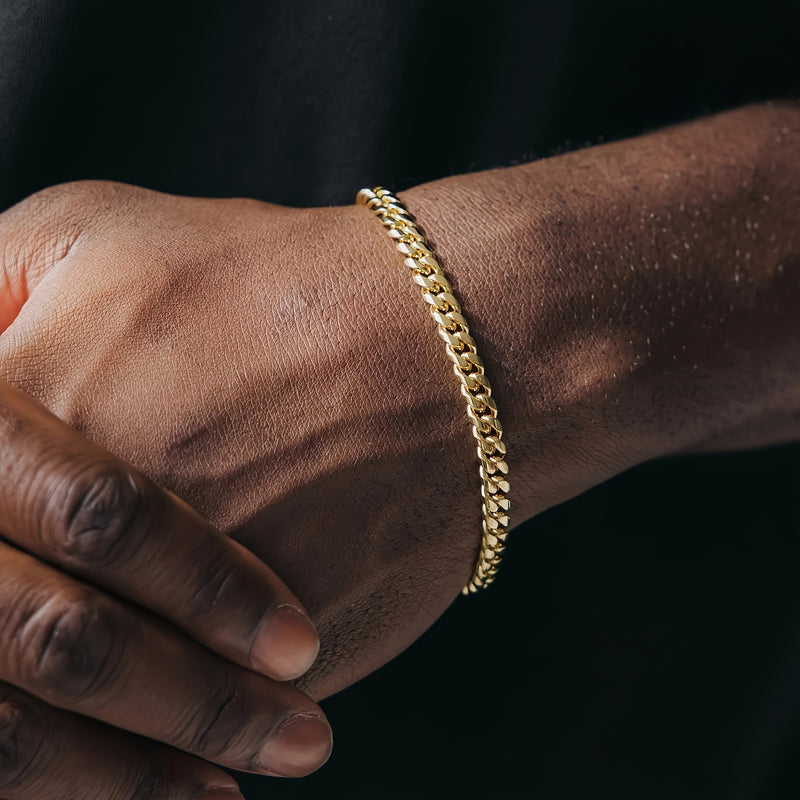 Stainless Steel Chain Bracelet for Men, Fashion Hip-Hop Style, Unplated Link Wrist Accessory, Durable Metal Jewelry - 1pc