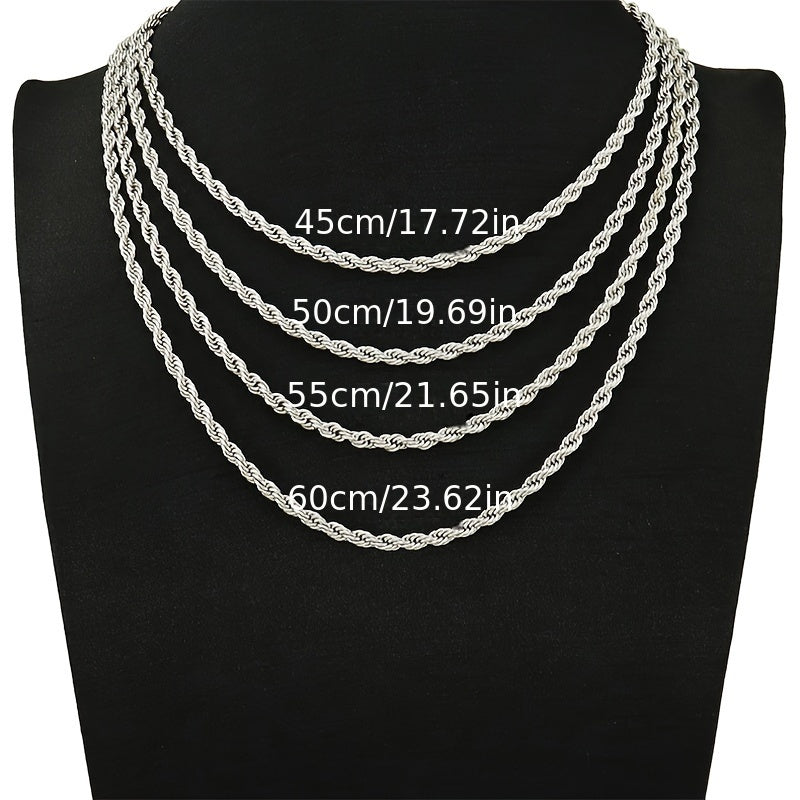 Stylish Stainless Steel 3mm Braided Chain Necklace - Hypoallergenic, Fade-Resistant & Versatile for Men and Women - Perfect Gift for Anniversaries, Birthdays & Holidays