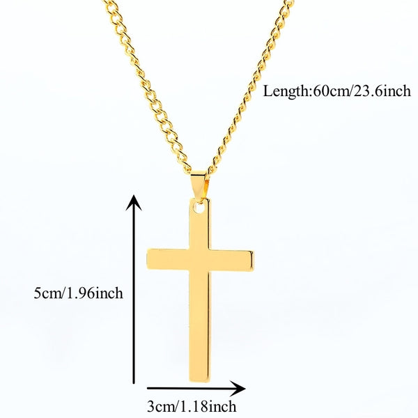 1pc Black Cross Pendant Necklace for Men, Simple And Fashion Prayer Jewelry Amulet Protection, father's day gift,Valentine's Day