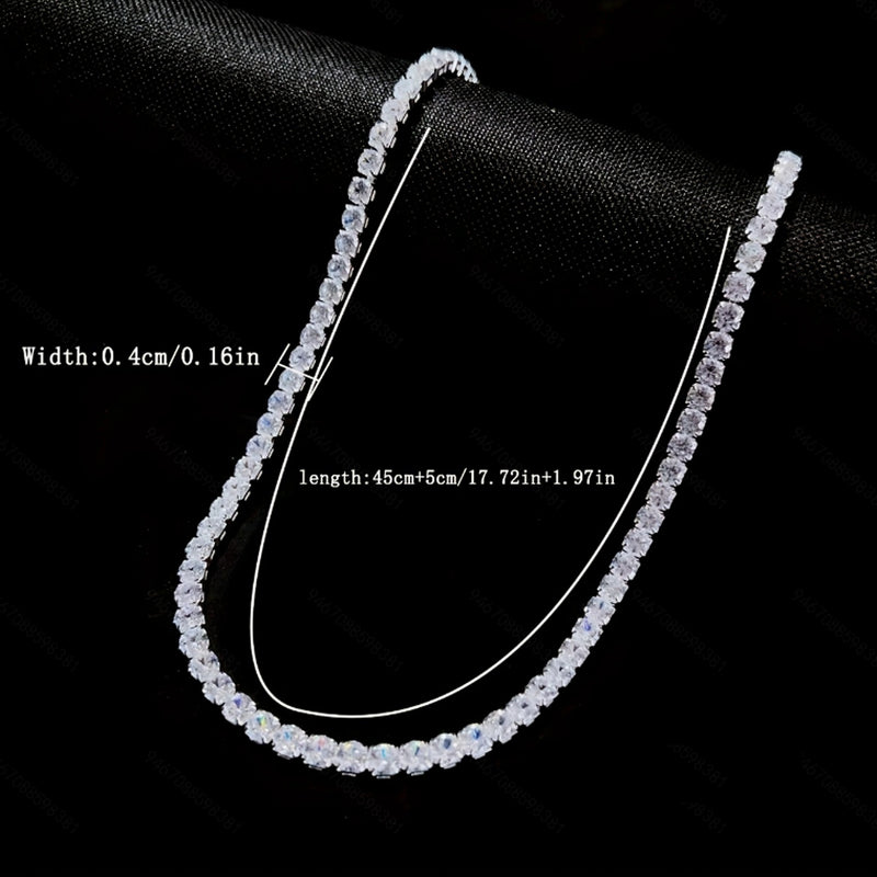 1pc Men's Hip Hop Rap Hipster Full Diamond Necklace, Square Faux Diamond Zircon Neck Chain, Luxury Versatile Jewelry For Men And Women, Father's Day Gift