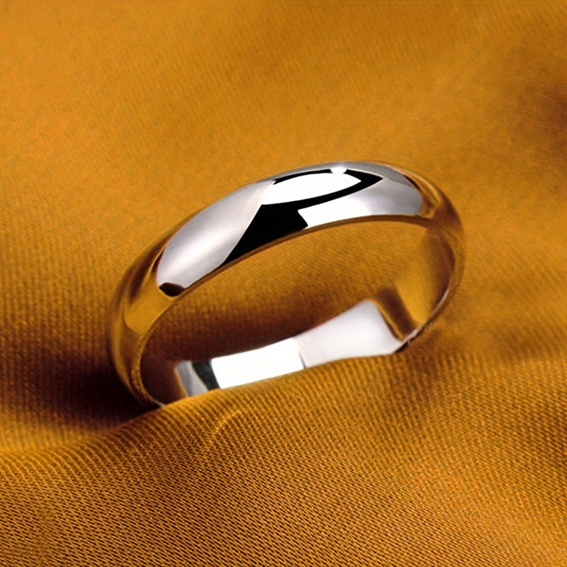 Elegant Men's Stainless Steel Ring - Silvery-Plated, Round Design - Perfect Wedding Band or Couple's Gift by PANASH
