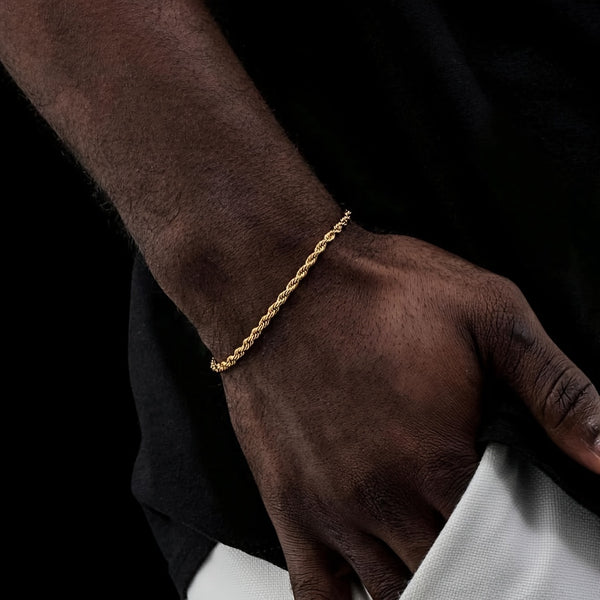 1pc Stylish Simple Men's Stainless Steel Twisted Rope Chain Bracelet