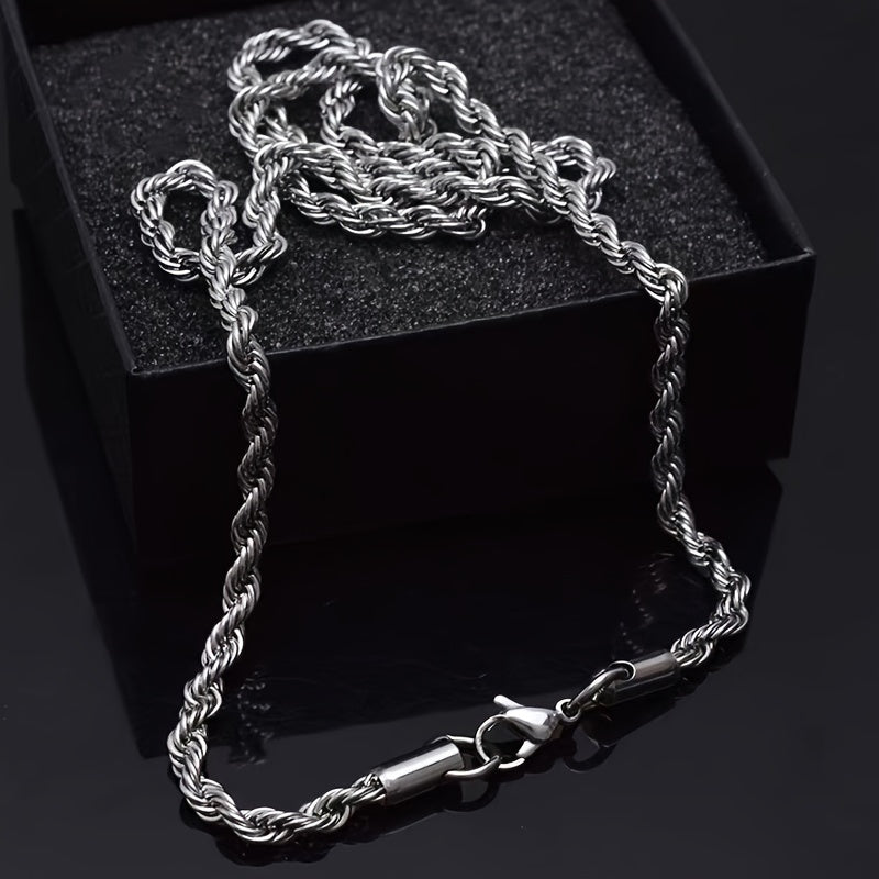 Stylish Stainless Steel 3mm Braided Chain Necklace - Hypoallergenic, Fade-Resistant & Versatile for Men and Women - Perfect Gift for Anniversaries, Birthdays & Holidays
