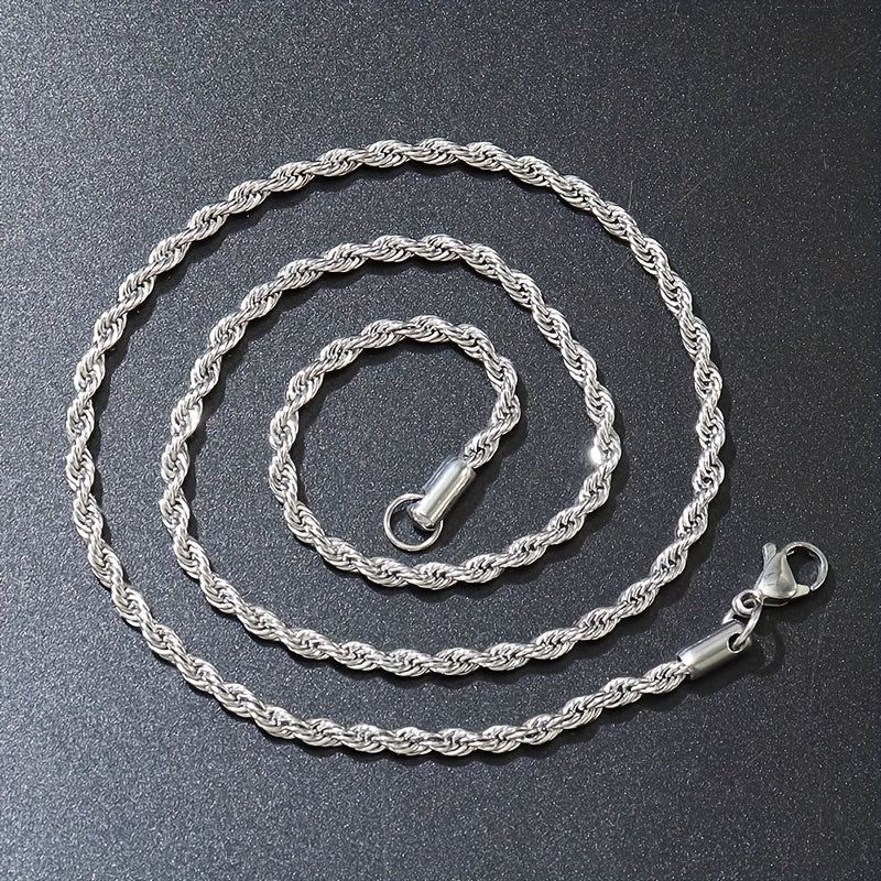 Stylish Men's Stainless Steel Cuban Link Chain Necklace - Perfect Birthday Gift for Dad, Son, Grandson