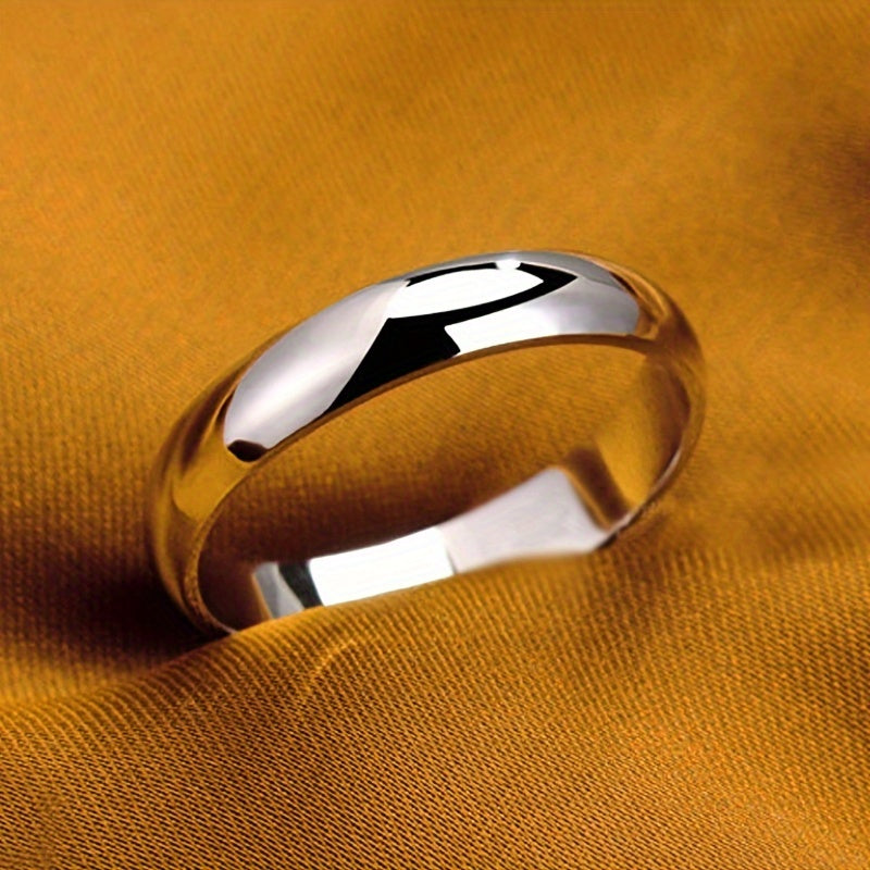 Elegant Men's Stainless Steel Ring - Silvery-Plated, Round Design - Perfect Wedding Band or Couple's Gift by PANASH