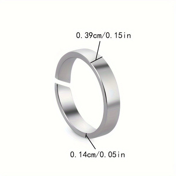 Stylish Men's Adjustable Stainless Steel Ring - Minimalist Wide Band, Hypoallergenic & Fade-Resistant, Perfect for Casual Attire or Special Occasions