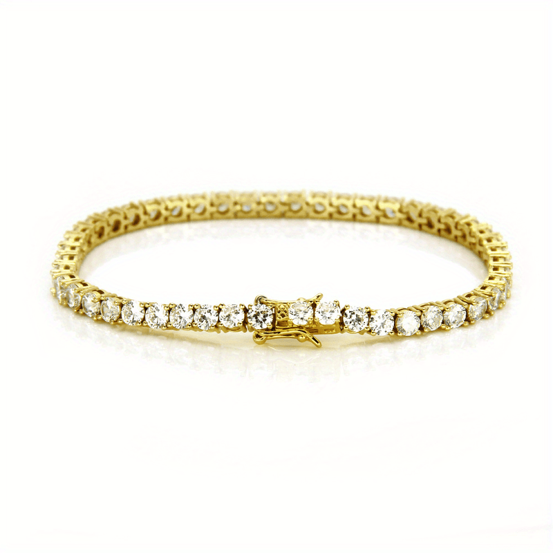 ICEDCHICS Men's 5mm Tennis Bracelet - Fashionable Copper with Synthetic Zirconia, 14K Gold Plated for Durability & Shine, ICED CHICS