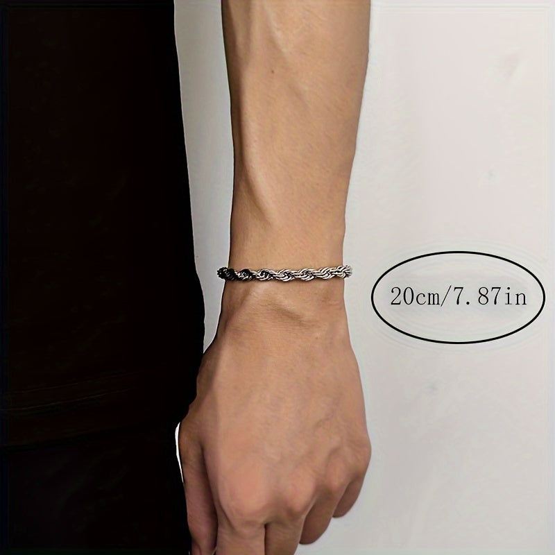 1pc Stainless Steel Cuban Chain Bracelet for Men, Hip Hop High Street Accessories, American Hip Hop Cool Couple Hand Jewelry