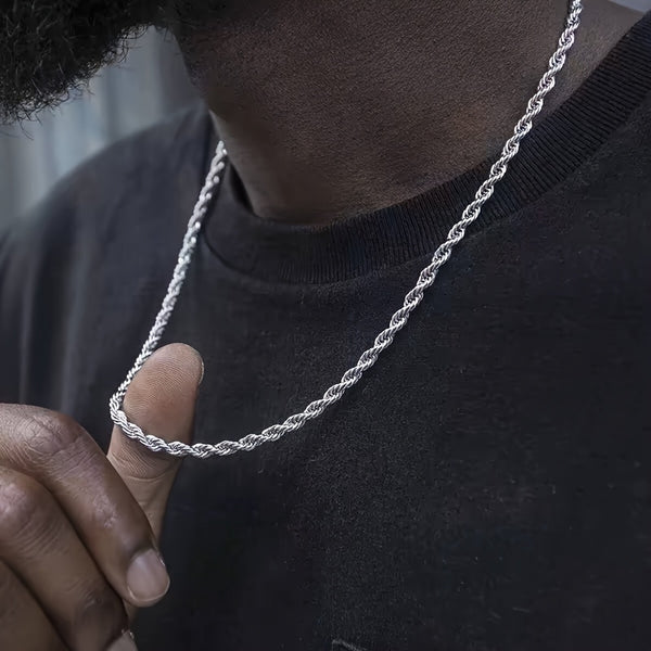 Stylish Men's Stainless Steel Cuban Link Chain Necklace - Perfect Birthday Gift for Dad, Son, Grandson