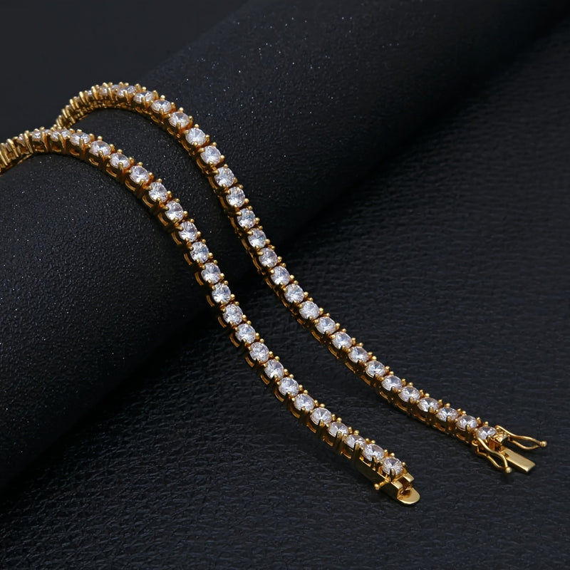 ICEDCHICS Men's 5mm Tennis Bracelet - Fashionable Copper with Synthetic Zirconia, 14K Gold Plated for Durability & Shine, ICED CHICS