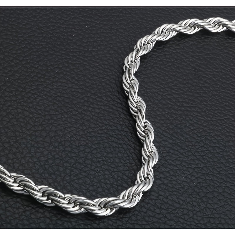 Men's 5mm Stainless Steel Necklace Stainless Steel Necklace Rope Chain Fashionable Accessories for Men and Women
