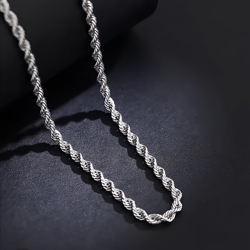 Stylish Men's Stainless Steel Cuban Link Chain Necklace - Perfect Birthday Gift for Dad, Son, Grandson