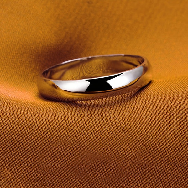 Elegant Men's Stainless Steel Ring - Silvery-Plated, Round Design - Perfect Wedding Band or Couple's Gift by PANASH