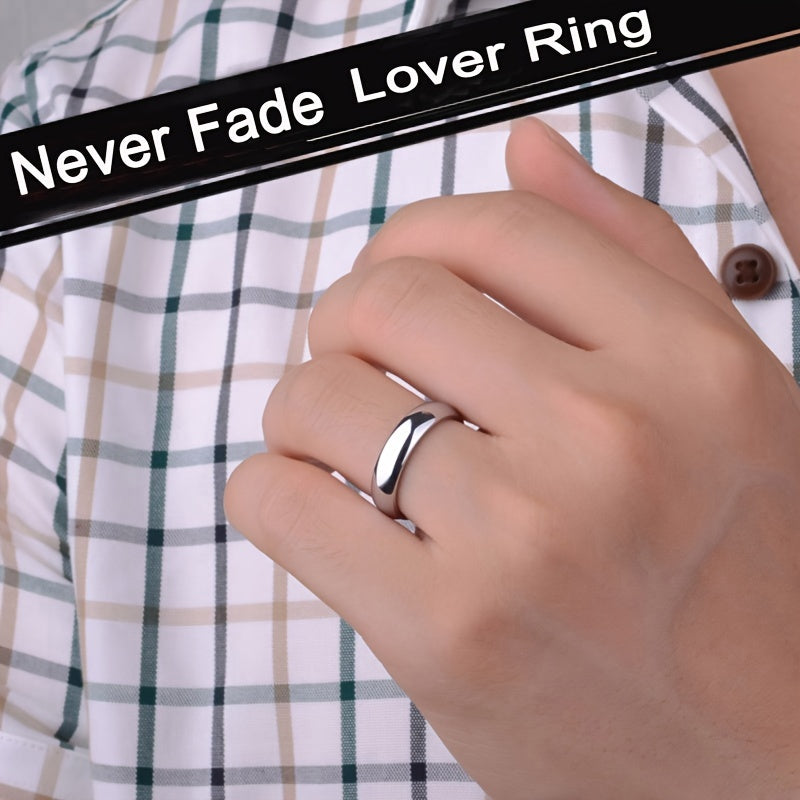 Elegant Men's Stainless Steel Ring - Silvery-Plated, Round Design - Perfect Wedding Band or Couple's Gift by PANASH