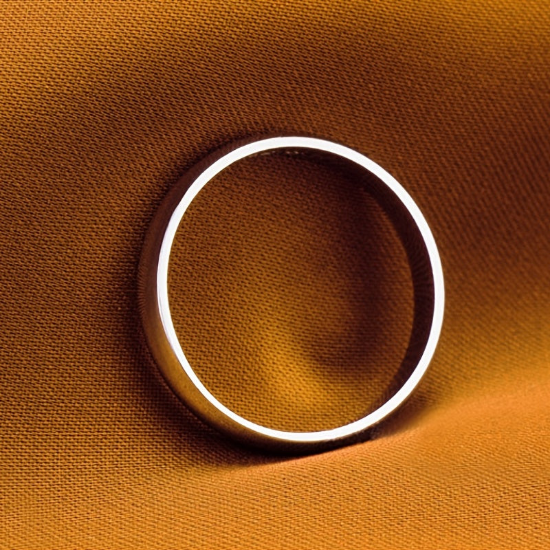 Elegant Men's Stainless Steel Ring - Silvery-Plated, Round Design - Perfect Wedding Band or Couple's Gift by PANASH