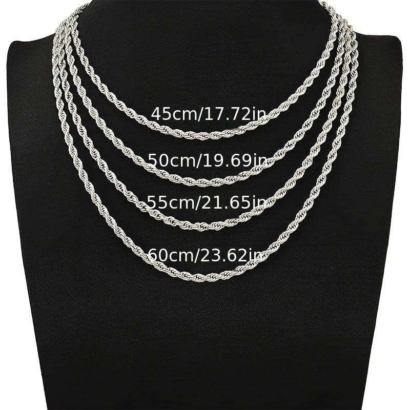 Stylish Men's Stainless Steel Cuban Link Chain Necklace - Perfect Birthday Gift for Dad, Son, Grandson