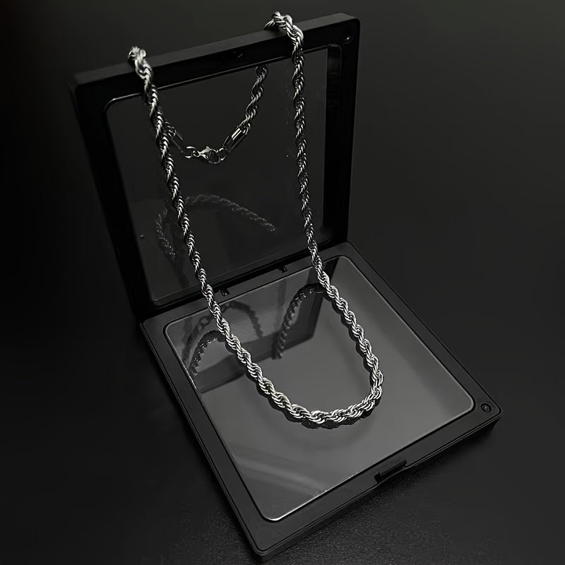 Stylish Stainless Steel 3mm Braided Chain Necklace - Hypoallergenic, Fade-Resistant & Versatile for Men and Women - Perfect Gift for Anniversaries, Birthdays & Holidays
