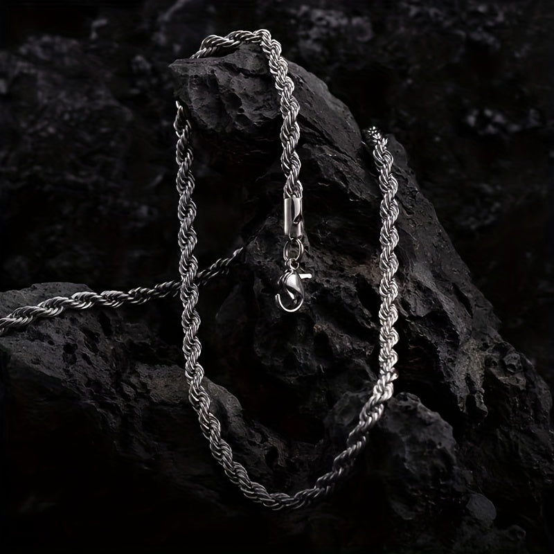 Stylish Stainless Steel 3mm Braided Chain Necklace - Hypoallergenic, Fade-Resistant & Versatile for Men and Women - Perfect Gift for Anniversaries, Birthdays & Holidays