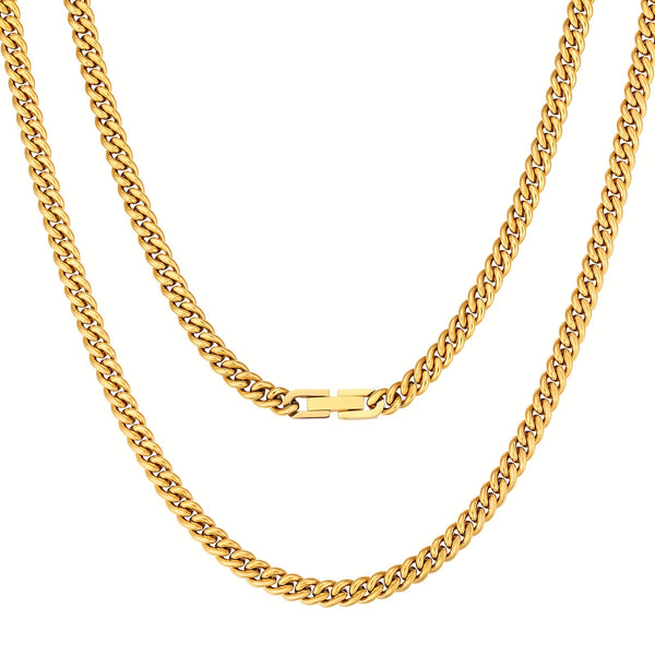 ICED CHICS Stainless Steel 5mm Cuban Chain Necklace - Hip Hop Style, Magnetic Clasp, Perfect for Valentine'S Day, St. Patrick'S Day, and Mardi Gras Day Accessories
