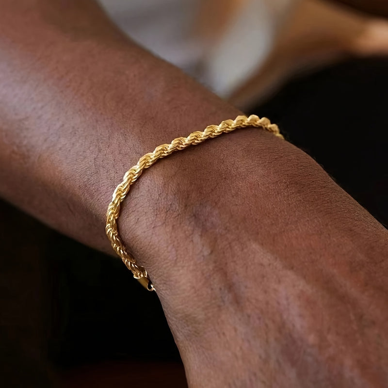 1pc Stylish Simple Men's Stainless Steel Twisted Rope Chain Bracelet