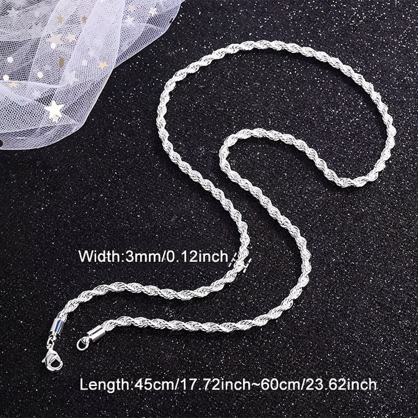 Stylish Stainless Steel 3mm Braided Chain Necklace - Hypoallergenic, Fade-Resistant & Versatile for Men and Women - Perfect Gift for Anniversaries, Birthdays & Holidays