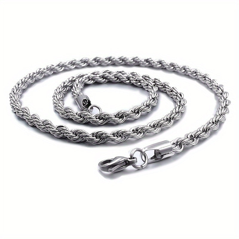Men's 5mm Stainless Steel Necklace Stainless Steel Necklace Rope Chain Fashionable Accessories for Men and Women