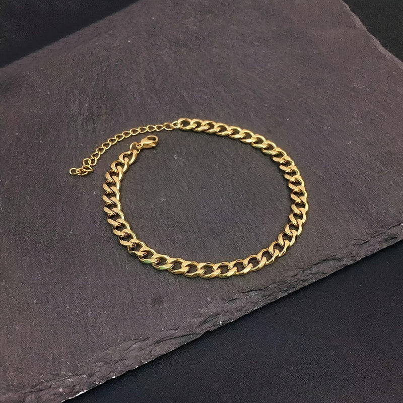 Stainless Steel Chain Bracelet for Men, Fashion Hip-Hop Style, Unplated Link Wrist Accessory, Durable Metal Jewelry - 1pc