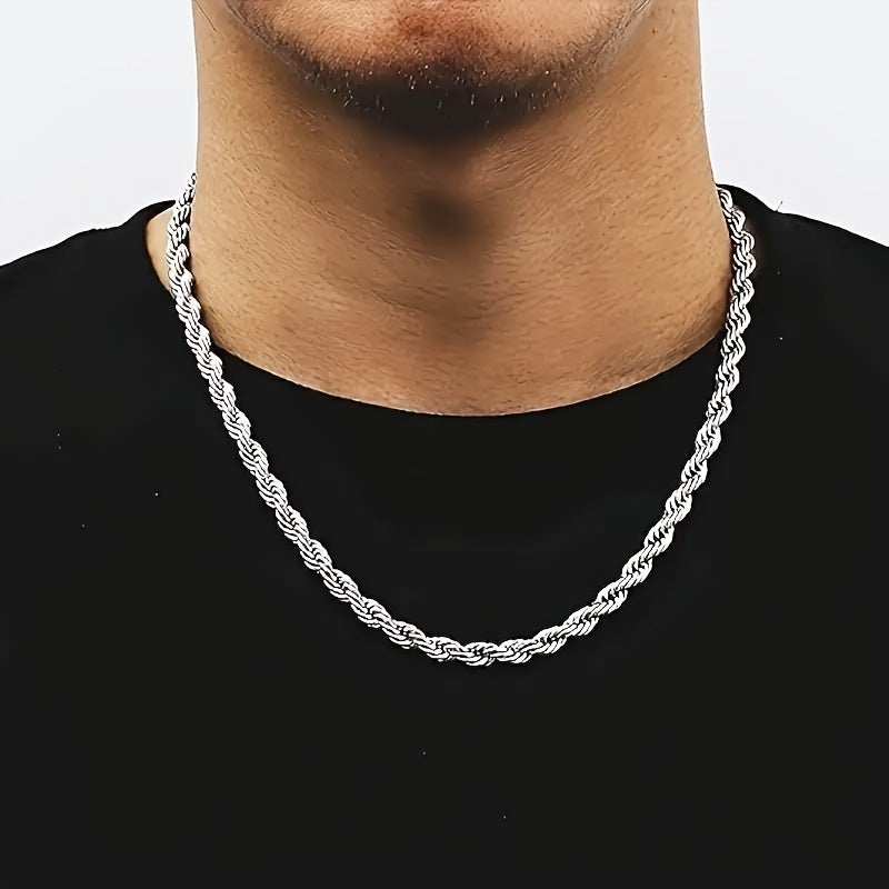 Stylish Stainless Steel 3mm Braided Chain Necklace - Hypoallergenic, Fade-Resistant & Versatile for Men and Women - Perfect Gift for Anniversaries, Birthdays & Holidays