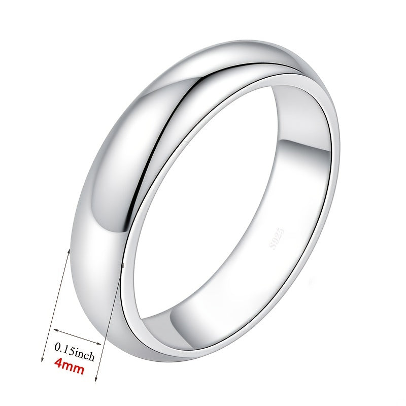 Elegant Men's Stainless Steel Ring - Silvery-Plated, Round Design - Perfect Wedding Band or Couple's Gift by PANASH
