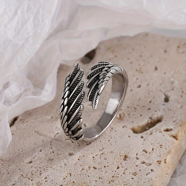 Retro Feather Ring Simple Fashion Open Adjustable Ring Gift