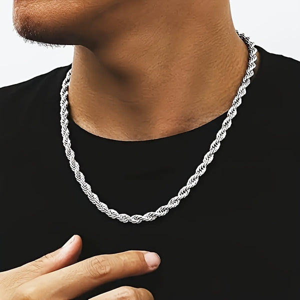 Stylish Stainless Steel 3mm Braided Chain Necklace - Hypoallergenic, Fade-Resistant & Versatile for Men and Women - Perfect Gift for Anniversaries, Birthdays & Holidays