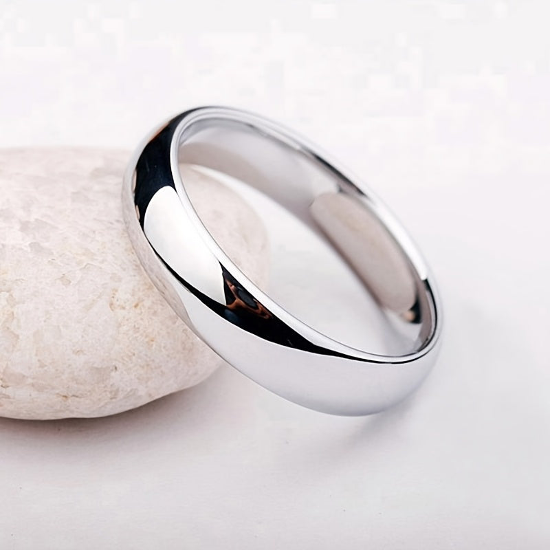 Elegant Men's Stainless Steel Ring - Silvery-Plated, Round Design - Perfect Wedding Band or Couple's Gift by PANASH