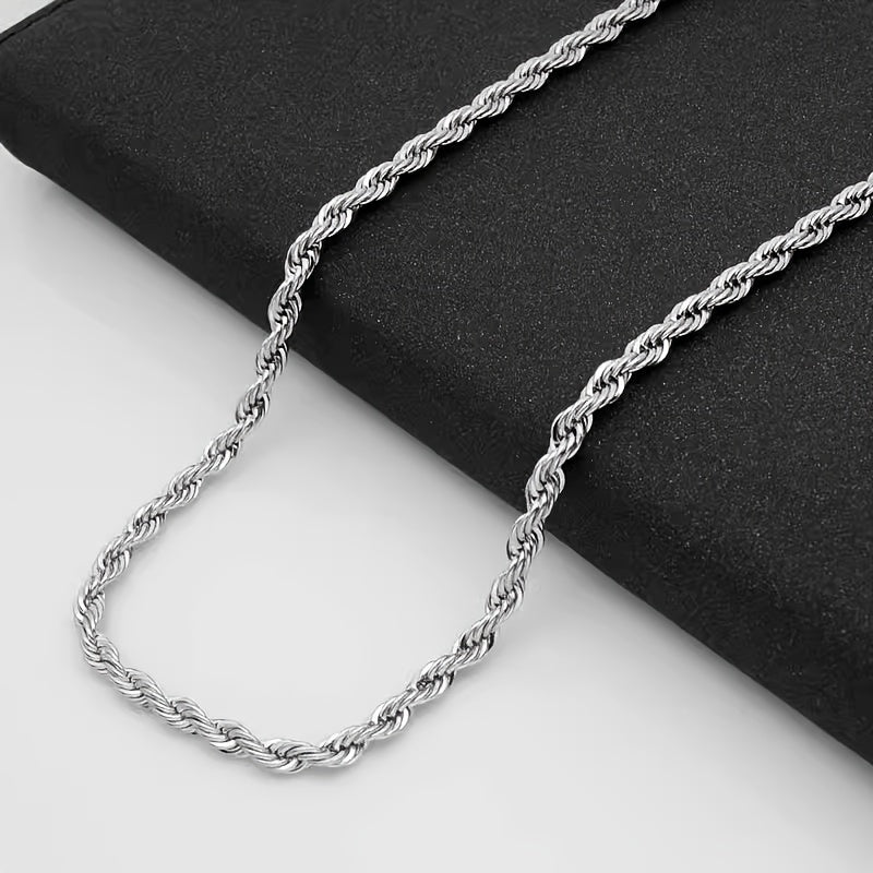 Stylish Men's Stainless Steel Cuban Link Chain Necklace - Perfect Birthday Gift for Dad, Son, Grandson