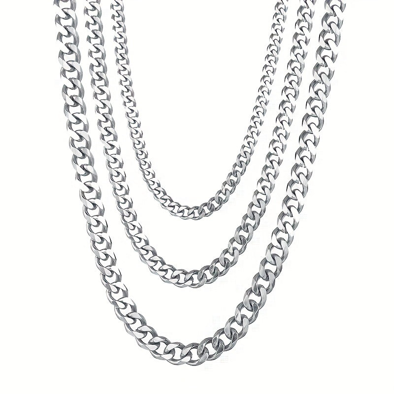 1pc Titanium Steel Men's Necklace, Stainless Steel Cuban Chain, Trendy Fashion Accessories, Trendy Girl Hip-hop Accessories, father's day gift